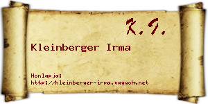Kleinberger Irma névjegykártya